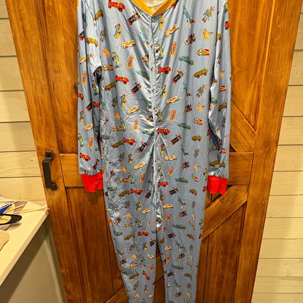 Men's Blue Printed Onesie
